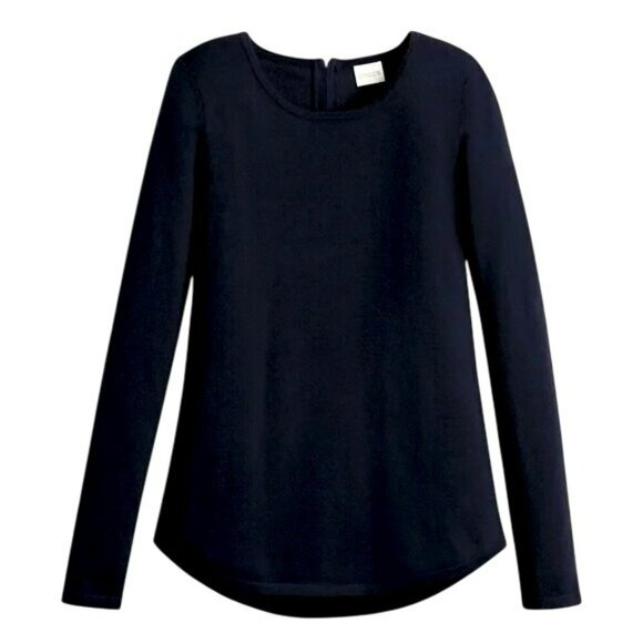Chicos Black Mindy Pullover Sweater Top Sz 2 Back Zip Long Sleeve Classic Soft - Picture 4 of 8